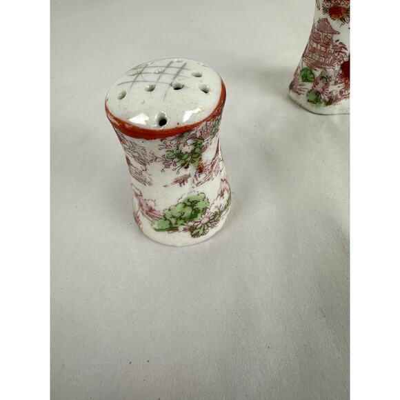 Japanese Antique China Salt and Pepper Shakers Geisha Floral St 1921-1941 - Picture 3 of 9